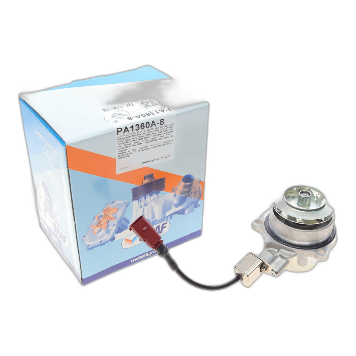 Помпа води Audi/Seat/Skoda/VW Crafter/Caddy/T6/Passat/Golf 1.6/2.0TDI 13- (R/B 4PT)(7 лоп)(з датч) GRAF