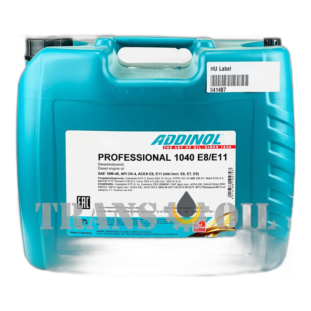 Олива моторна Addinol PROFESSIONAL 1040 E8/E11 10W-40 20л.