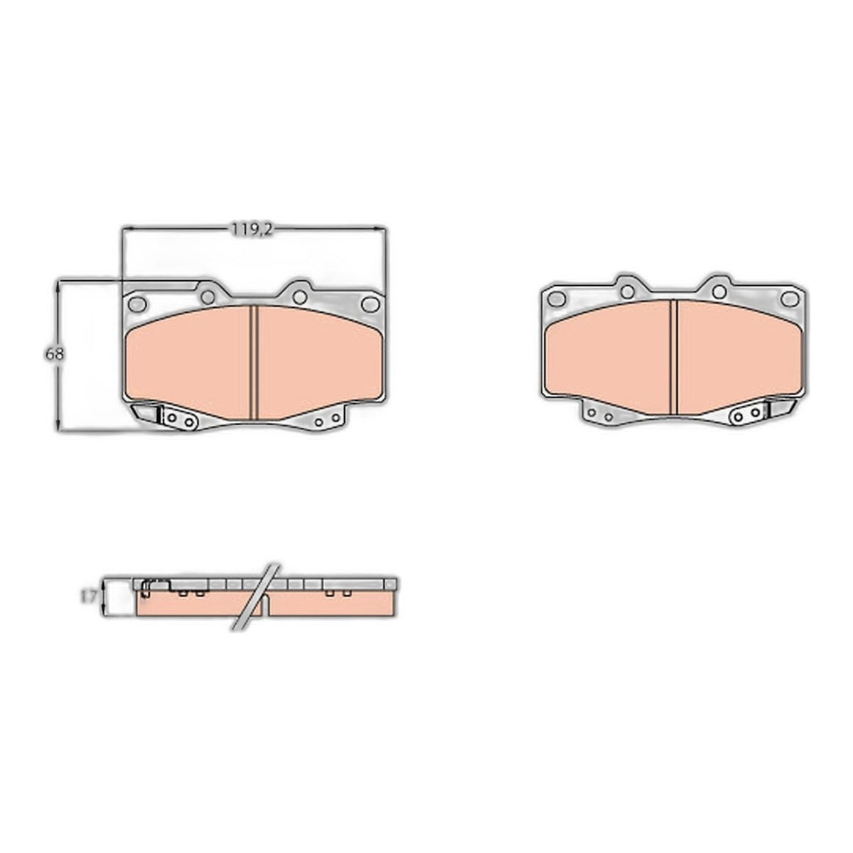 Комплект гальмівних колодок передн , TOYOTA FORTUNER, HILUX VI, HILUX VII, LAND CRUISER 90 2.4D-3.4 03.96-