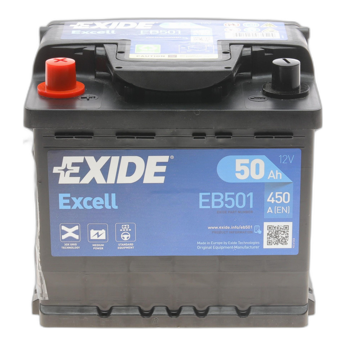 Акумуляторна батарея 50Ah/450A (207x175x190/+L/B13) Excell Exide