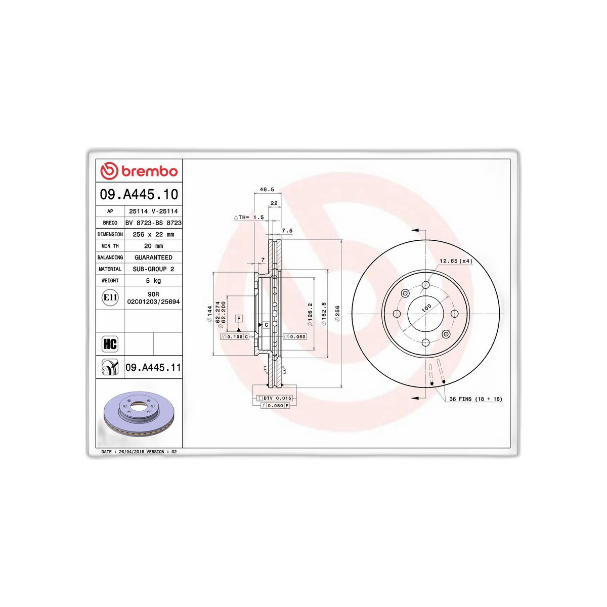 Гальмівний диск пер. Accent 06-/i20 08-/Rio 07- (256x47mm)