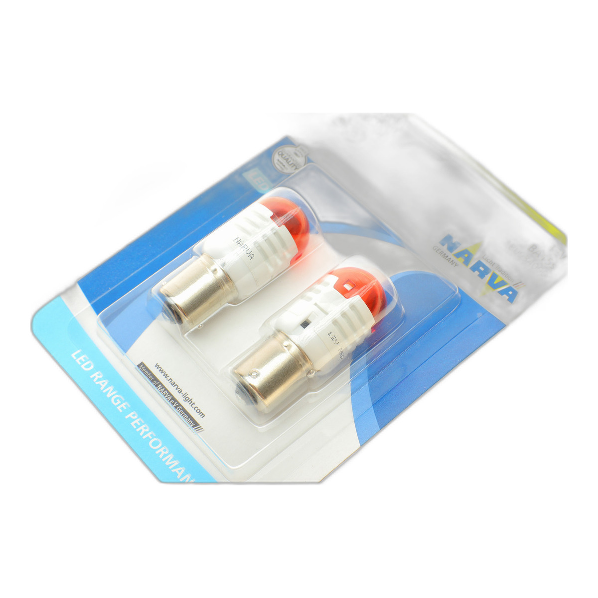Автолампа P21W 12V BA15s (LED) (червона) (к-кт 2шт.) Narva