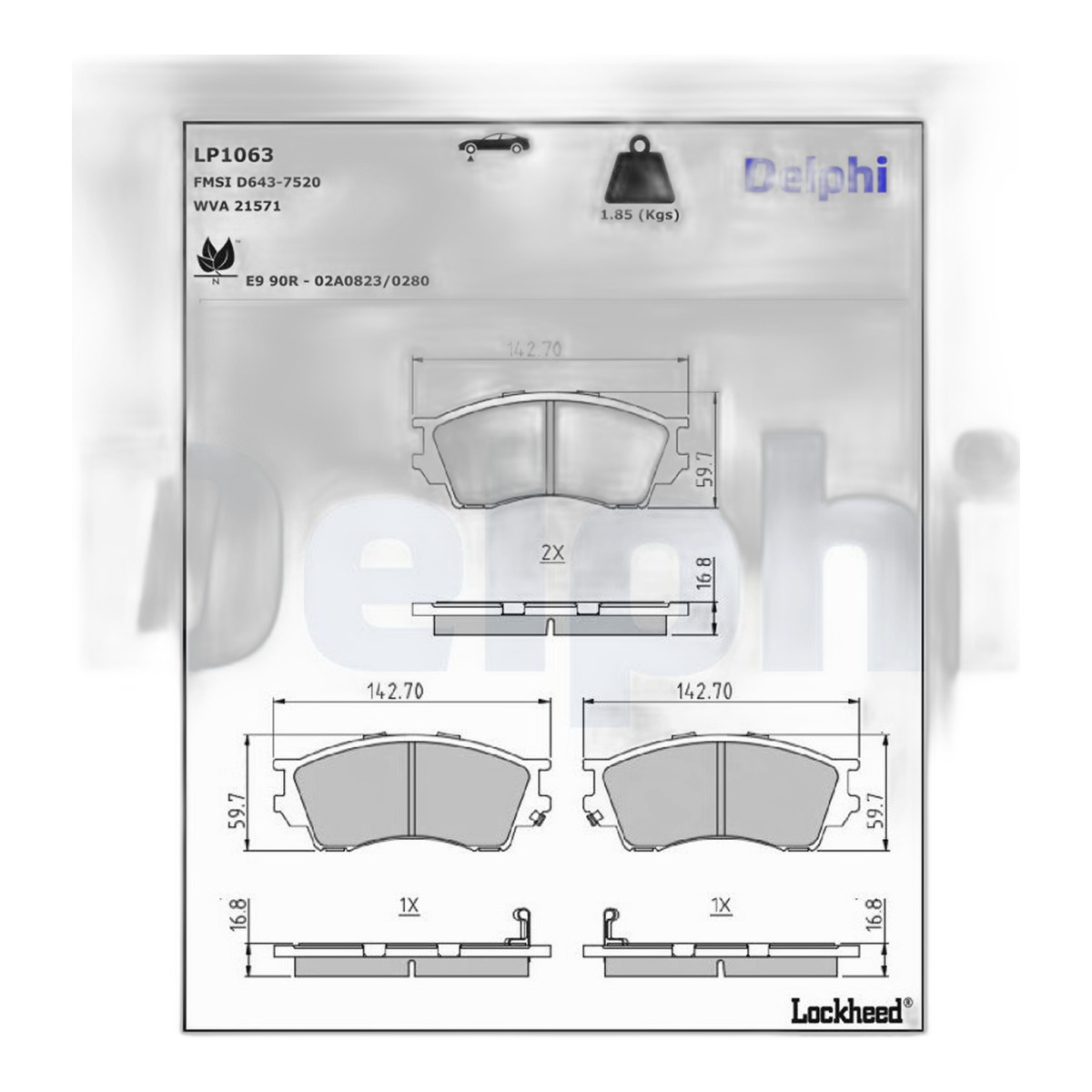 Комплект гальмівних колодок передн , MAZDA B-SERIE, XEDOS 9 2.0-2.5D 07.93-11.06