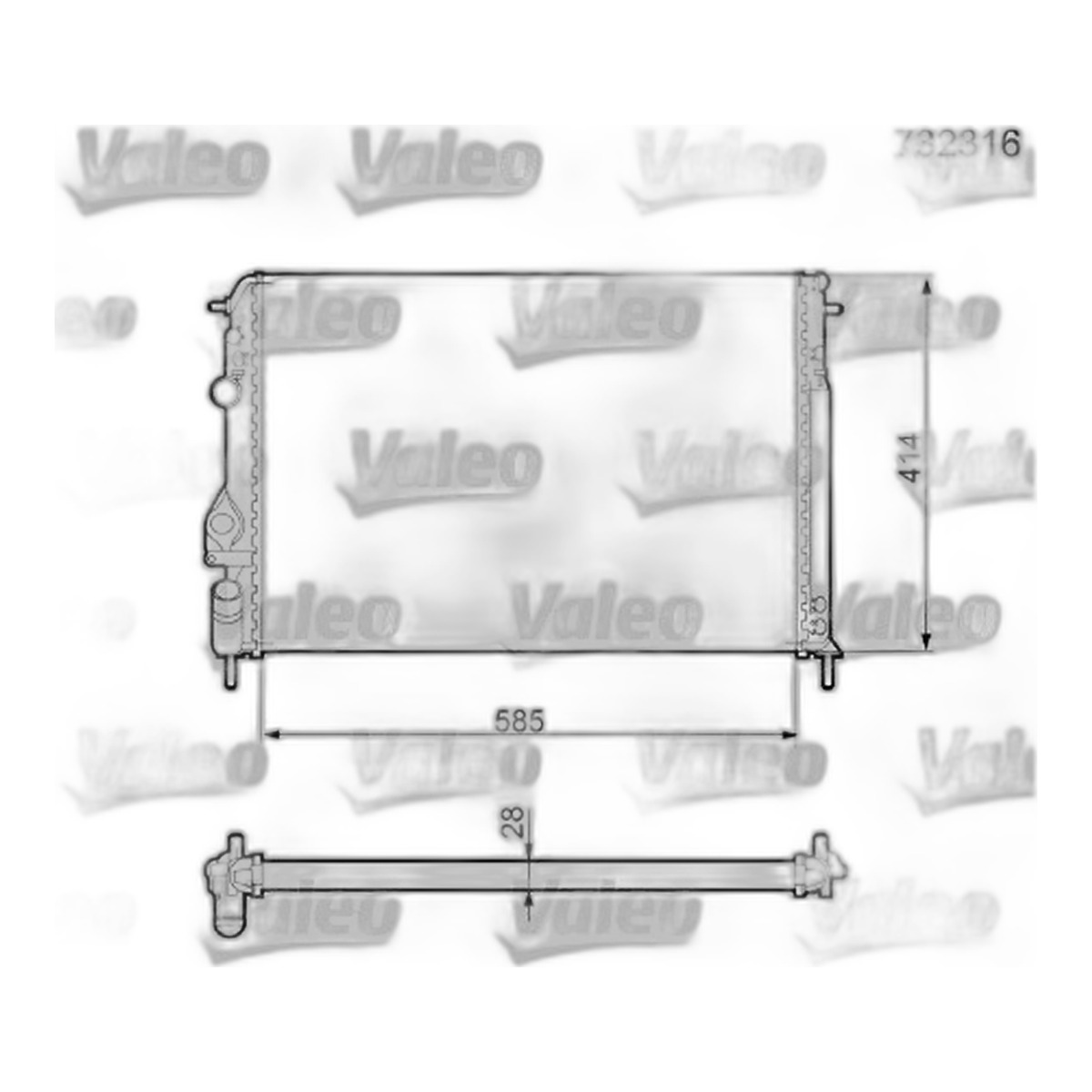 Радіатор двигуна RENAULT MEGANE I, MEGANE I CLASSIC, MEGANE I COACH, MEGANE SCÉNIC, SCENIC I 1.4-2.0 01.96-09.03