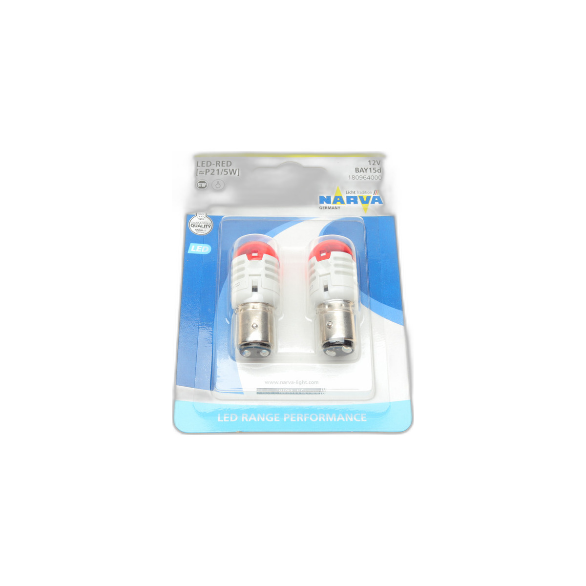 Автолампа P21/5W 12V 21/5W BAY15d (LED) (червона) (к-кт 2 шт.) Narva
