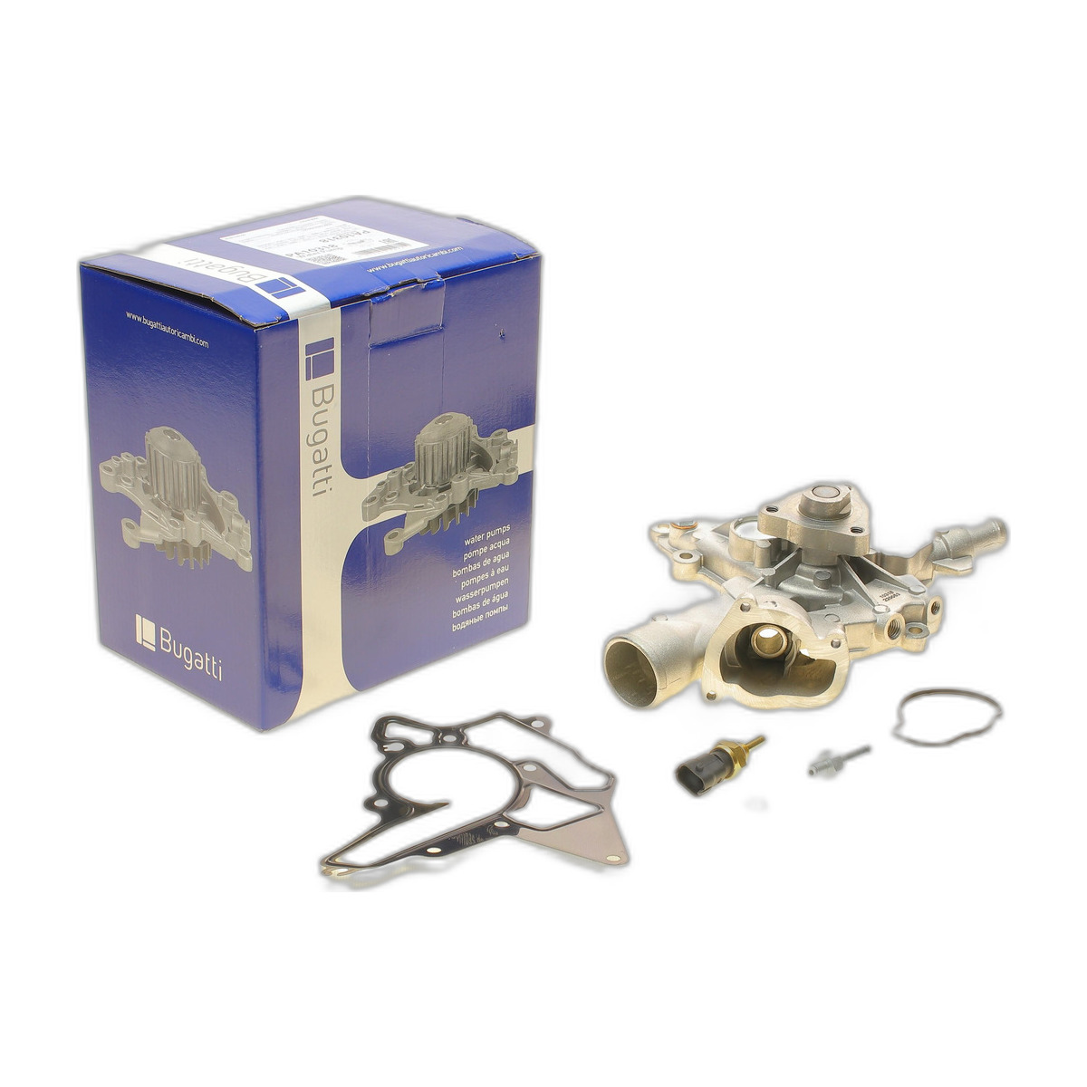 Помпа води Opel Astra G/H/Corsa C/D 1.2 16V/1.4 00-14/Combo 1.4 16V 05- (B/B) (8лоп) (с датчиком t) Bugatti