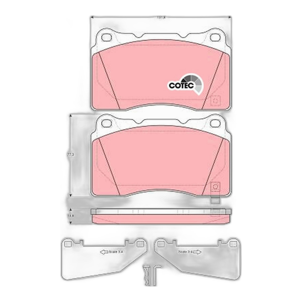 Комплект гальмівних колодок передн , CADILLAC ATS, STS, CHEVROLET CORVETTE, CHRYSLER 300C, DODGE CHALLENGER, CHARGER, VIPER, MITSUBISHI LANCER VI, LANCER VII, LANCER VIII 1.6-Electric 01.98-