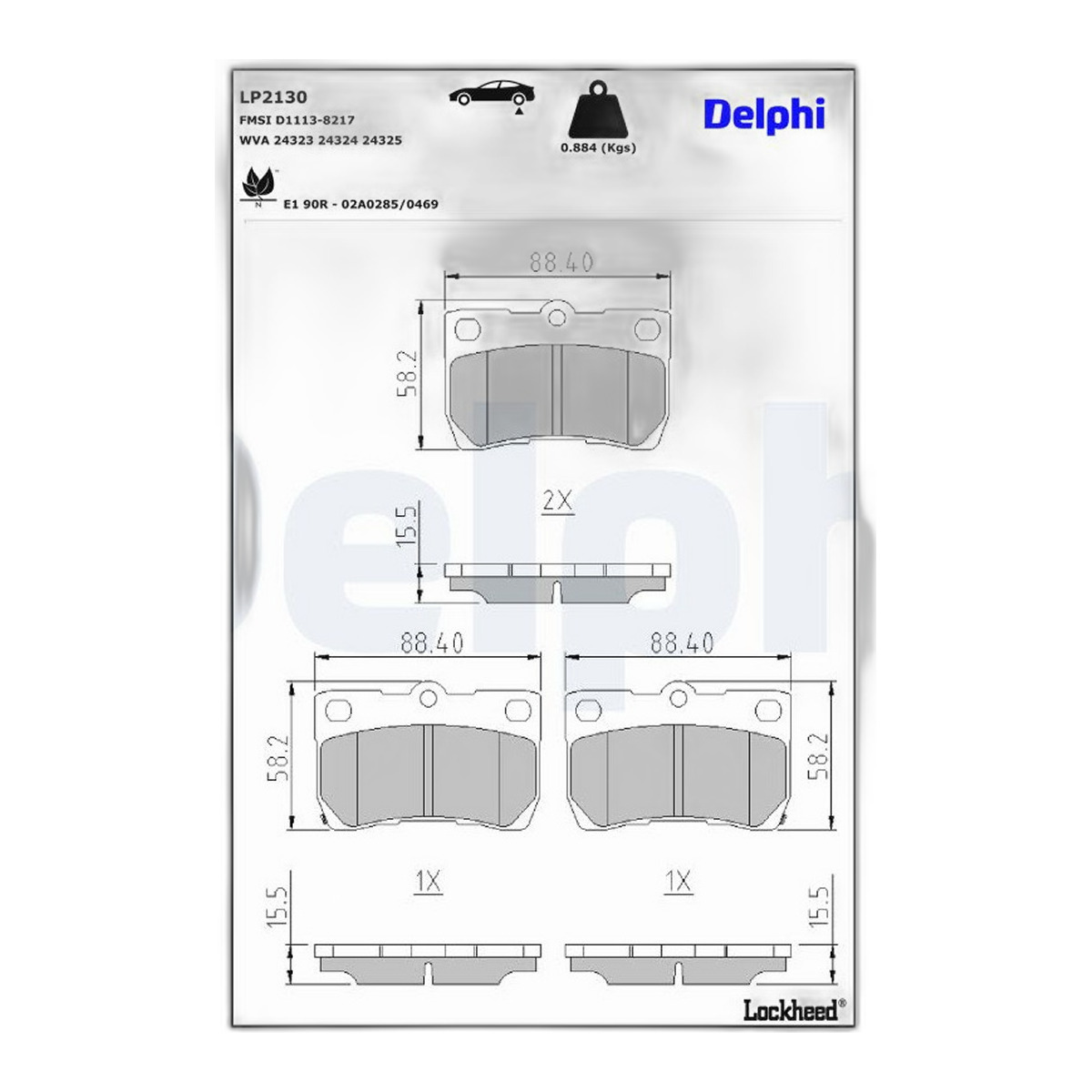 Комплект гальмівних колодок задн , LEXUS GS, IS C, IS II, IS III, TOYOTA CROWN, MARK X I, MARK X II 2.2D-4.6 09.03-