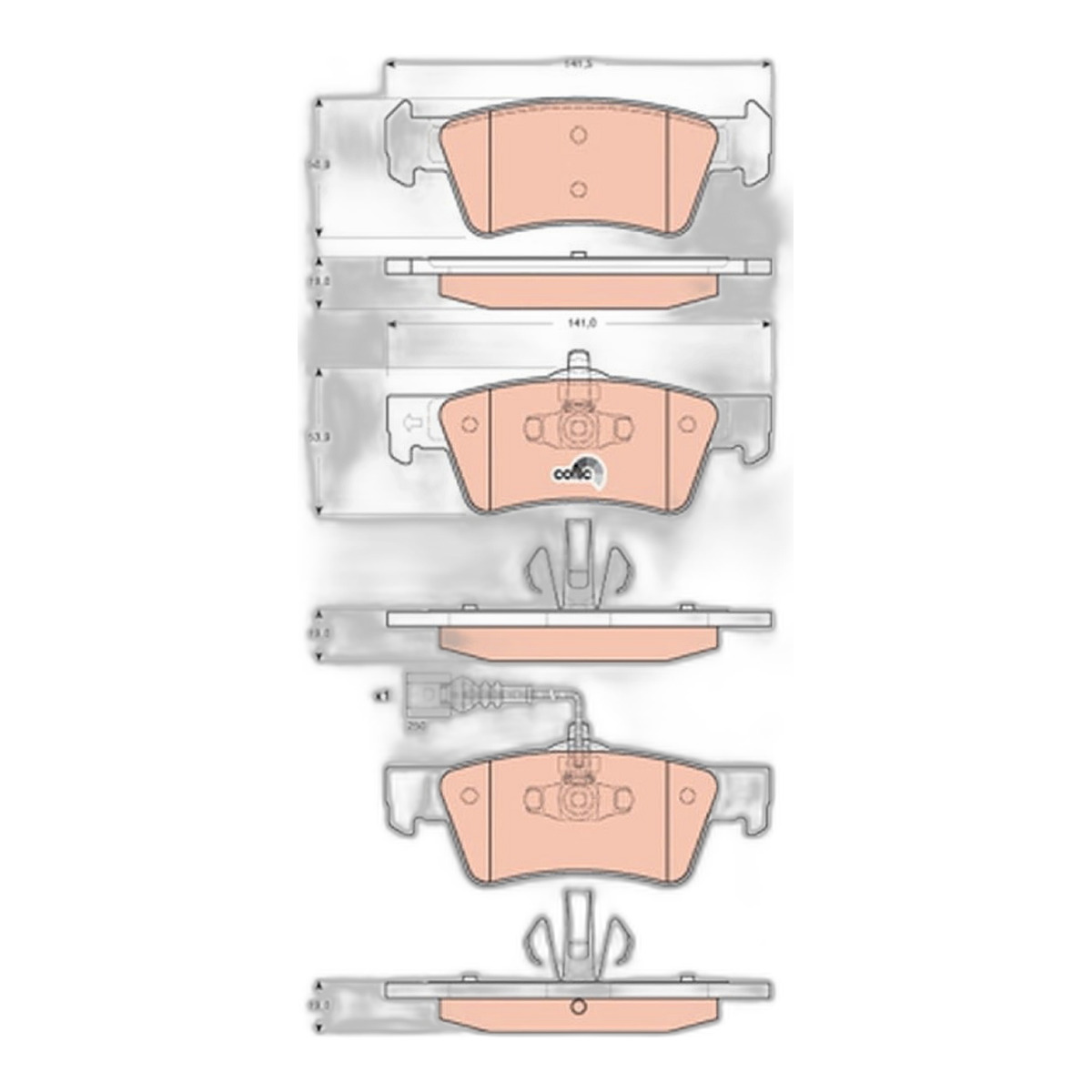 Комплект гальмівних колодок задн , VW CALIFORNIA T5 CAMPER, MULTIVAN T5, TOUAREG, TRANSPORTER T5 1.9D-3.2 01.03-08.15