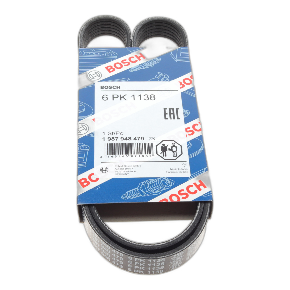 Ремінь генератора VW Caddy/T5 1.9TDI (6PK1138) Bosch