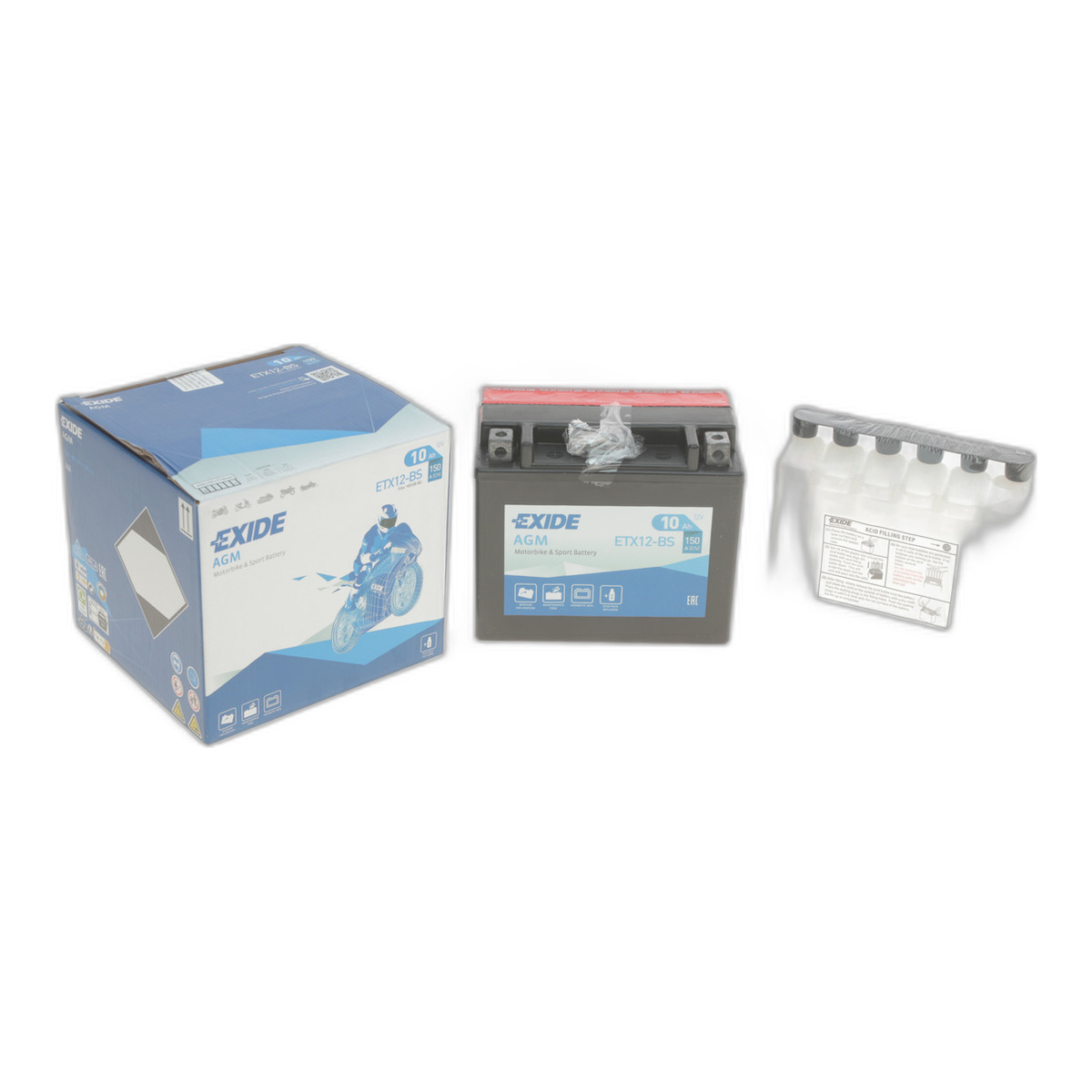 Акумуляторна батарея 10Ah/150A (150x87x130/+L/B0) (AGM) (мото) (сухозаряджений) Exide