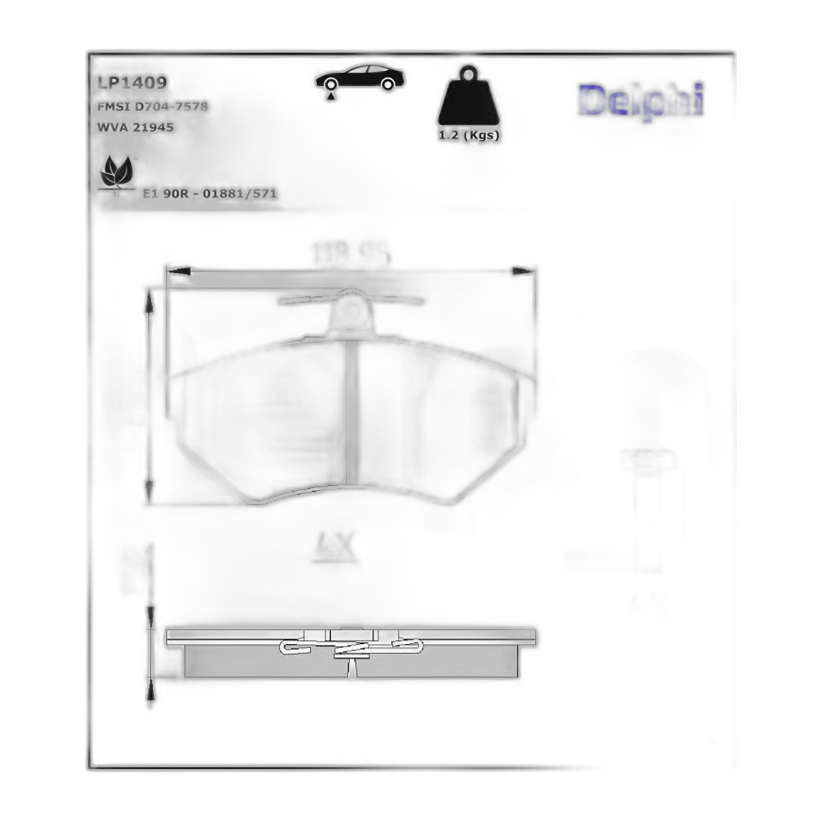 Комплект гальмівних колодок передн , AUDI A4 B5, A4 B6, A4 B7, SEAT AROSA, CORDOBA, CORDOBA VARIO, IBIZA II, INCA, TOLEDO I, VW CADDY, CADDY II, CADDY III, GOLF II, GOLF III 1.0-2.8 08.83-06.09