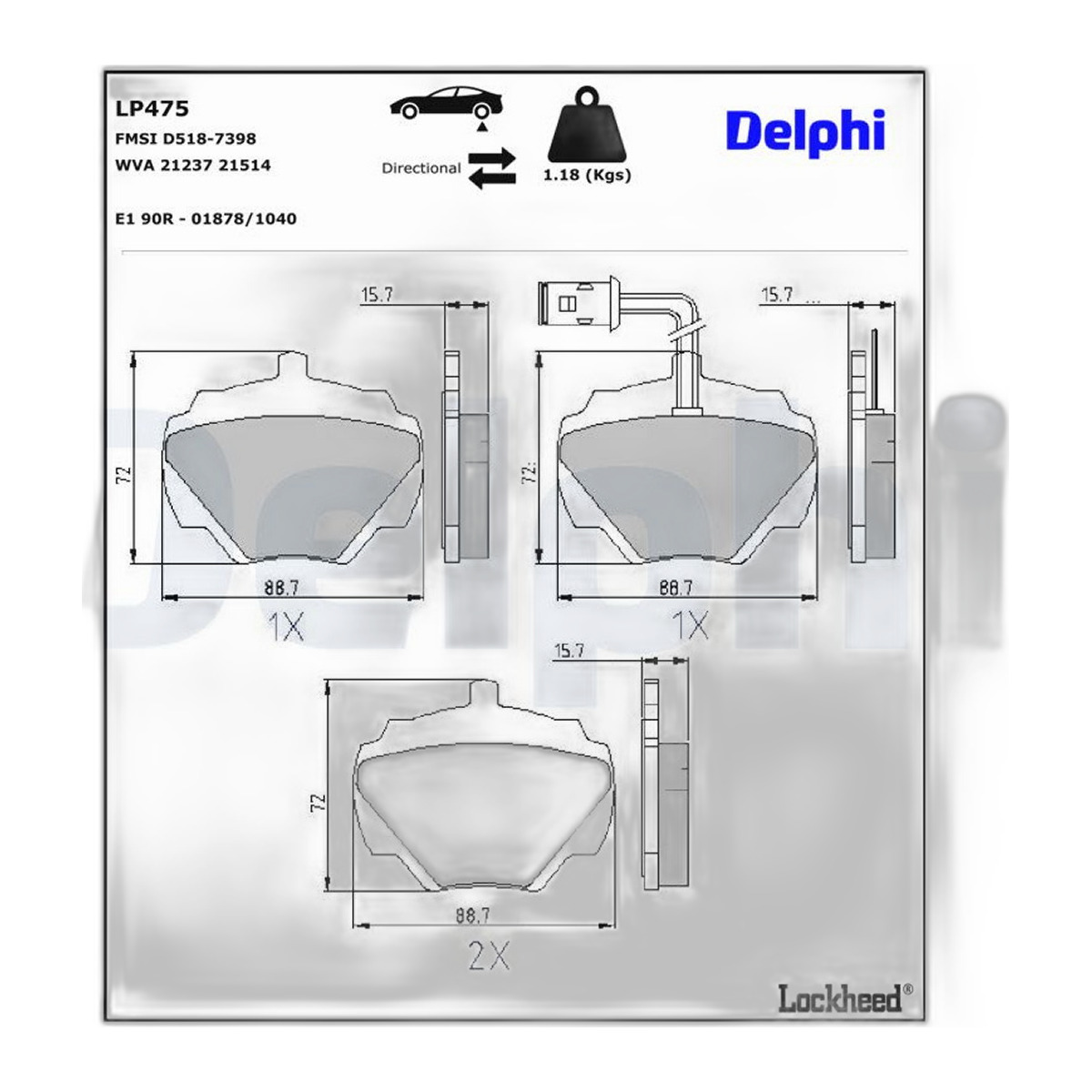 Комплект гальмівних колодок задн , LAND ROVER 90 I, DEFENDER, DISCOVERY I, RANGE ROVER I, RANGE ROVER II 2.0-4.3 08.81-02.16