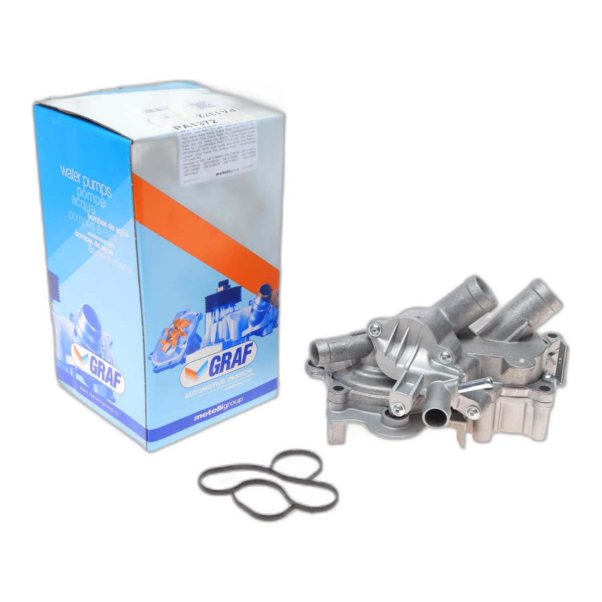 Помпа води Audi/Seat/Skoda/VW 1.0-1.4TSI/1.4-1.6 13- (28z)(B/B)(6 лоп)(з корпусом і 2 термостатами) GRAF