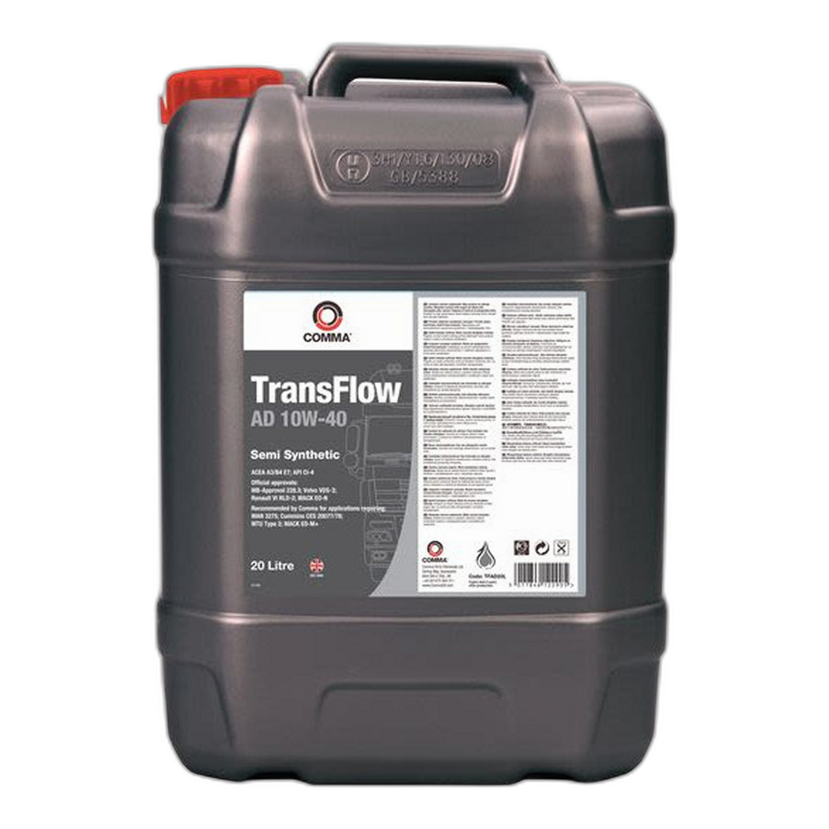 Моторна олива TRANSFLOW (20L) 10W40 ,API CI-4, SL, ACEA A3, B4, E7, CUMMINS 20077, CUMMINS 20078, MACK EO-M PLUS, MAN 3275, MB 228.3, MB 229.1, RENAULT RLD-2, VOLVO VDS-3