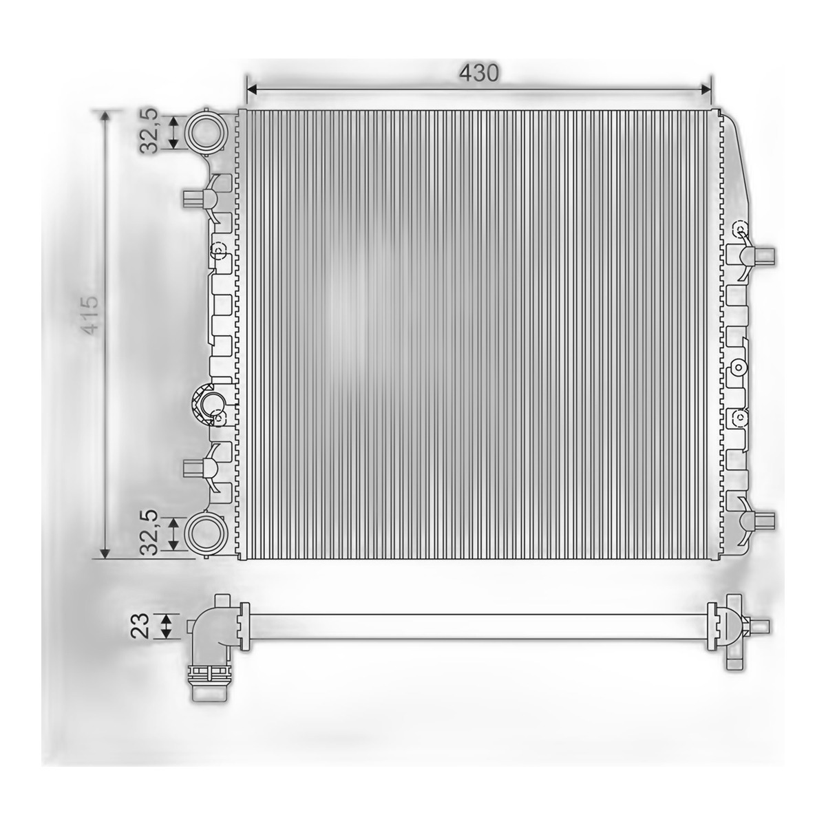 Радіатор двигуна SEAT CORDOBA, IBIZA III, IBIZA IV, IBIZA IV SC, IBIZA IV ST, TOLEDO IV, SKODA FABIA I, FABIA I PRAKTIK, FABIA II, FABIA III, FABIA III PRAKTIK, RAPID, ROOMSTER 1.0-1.9D 08.99-