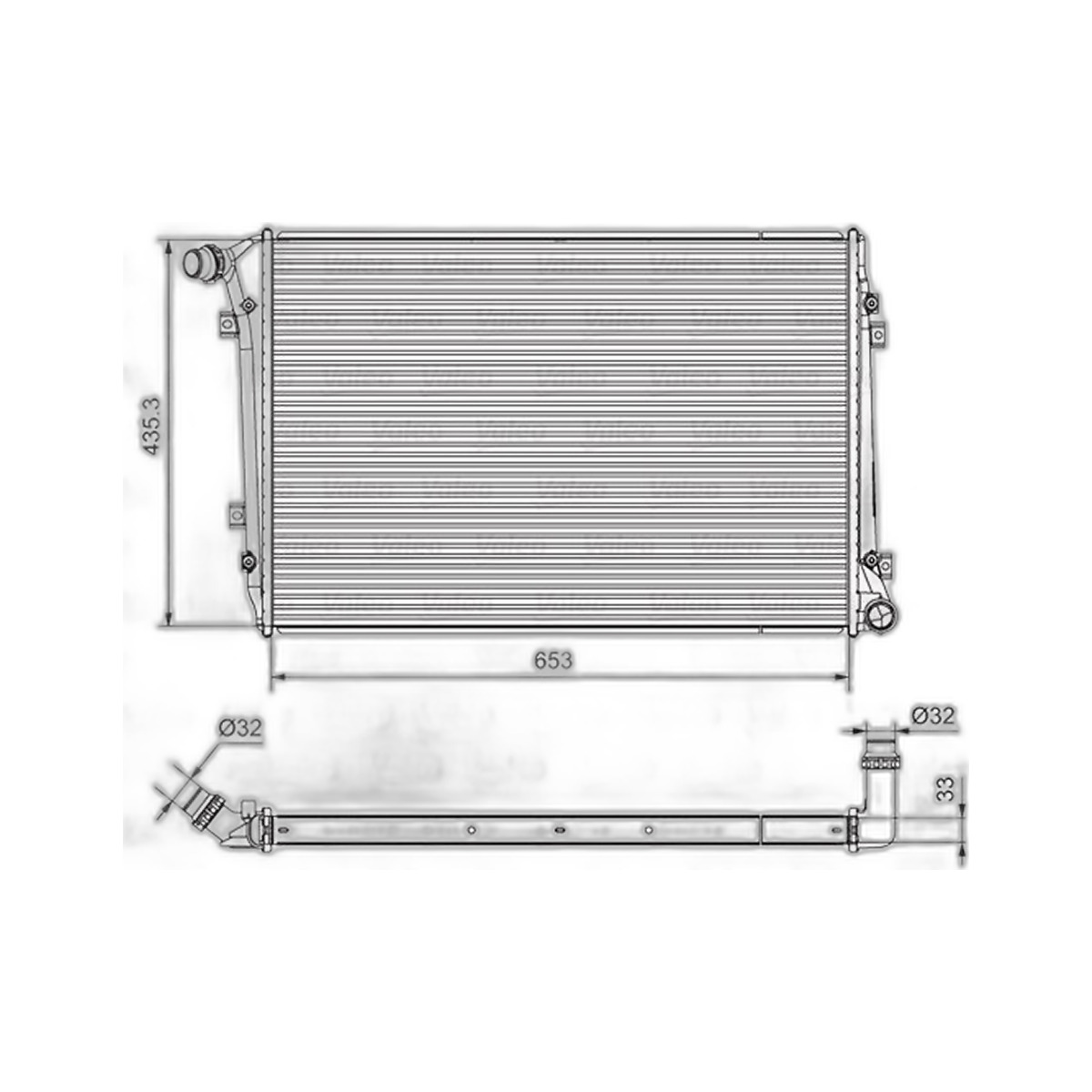 Радіатор двигуна (акпп/мкпп) AUDI A3, SEAT ALTEA, ALTEA XL, LEON, TOLEDO III, SKODA OCTAVIA II, SUPERB II, VW CADDY III, EOS, GOLF PLUS V, GOLF V, JETTA III, PASSAT B6, TOURAN 1.6-2.0D 05.03-07.15