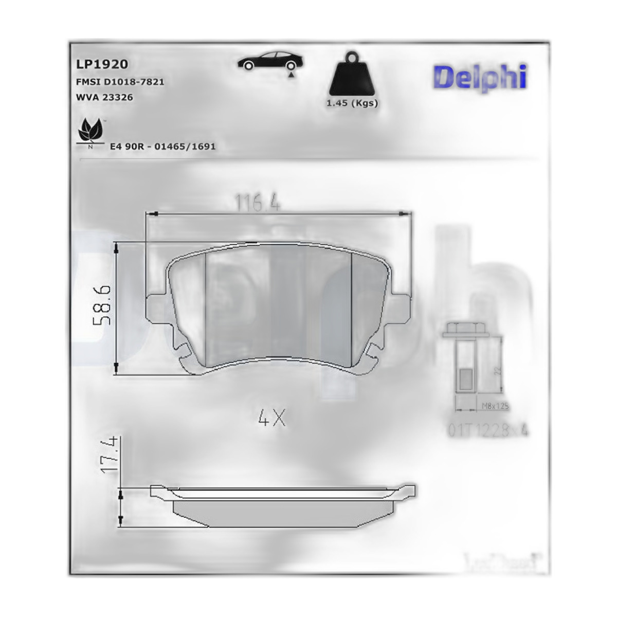 Комплект гальмівних колодок задн , AUDI A4 B6, A4 B7, A6 ALLROAD C6, A6 C5, A6 C6, A8 D3, BENTLEY CONTINENTAL, CONTINENTAL FLYING SPUR, FLYING SPUR, VW CALIFORNIA T5 CAMPER 1.9D-6.0ALK 07.02-