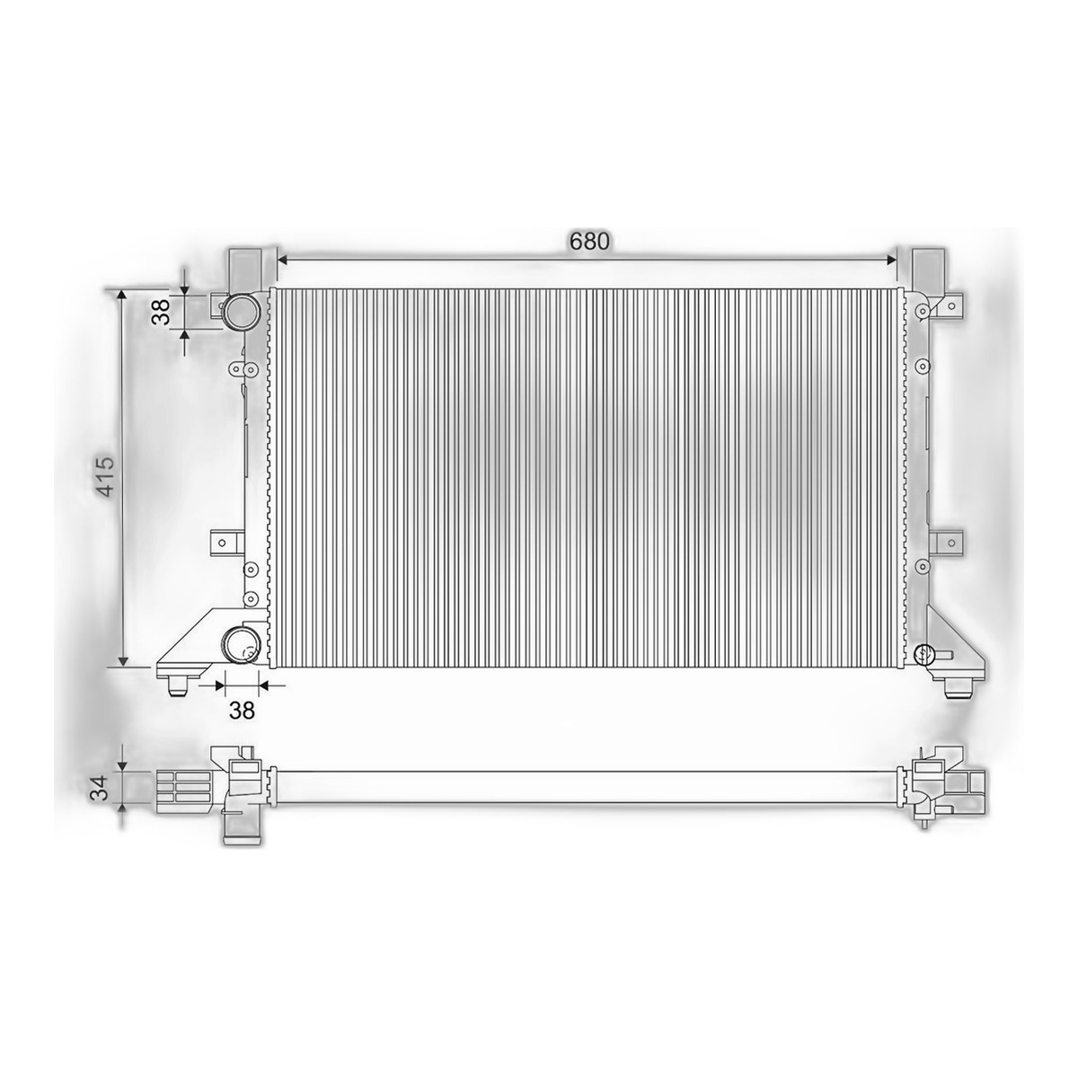 Радіатор двигуна VW LT 28-35 II, LT 28-46 II 2.3/2.5D/2.8D 05.96-07.06