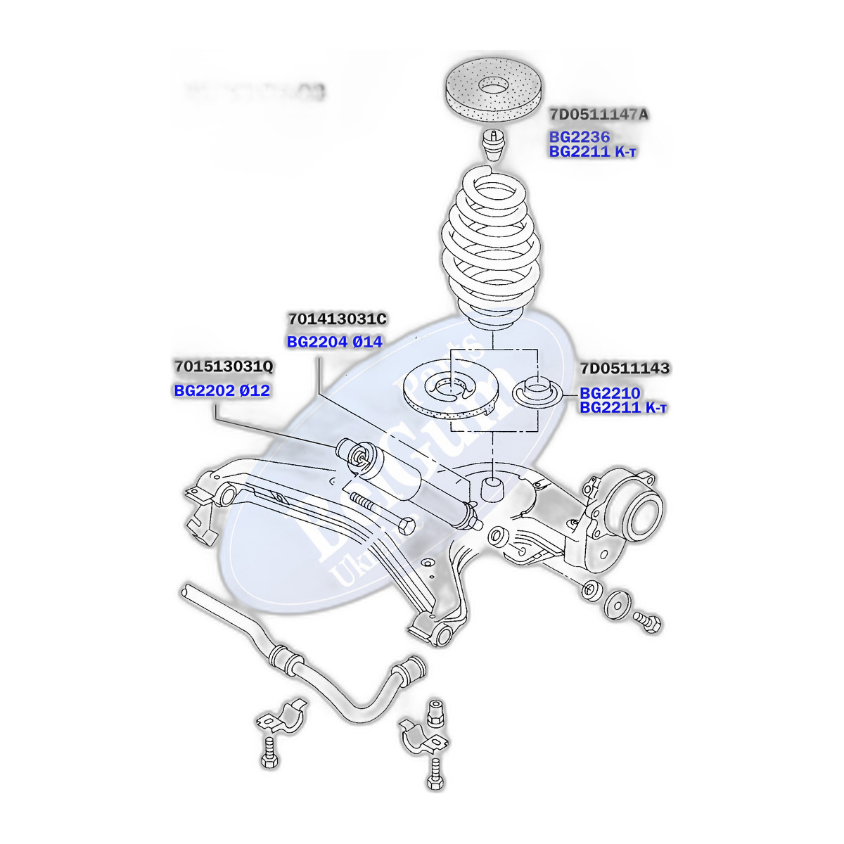 Проставка пружини (задньої/нижня) VW Т4 91-03 BelGum Parts