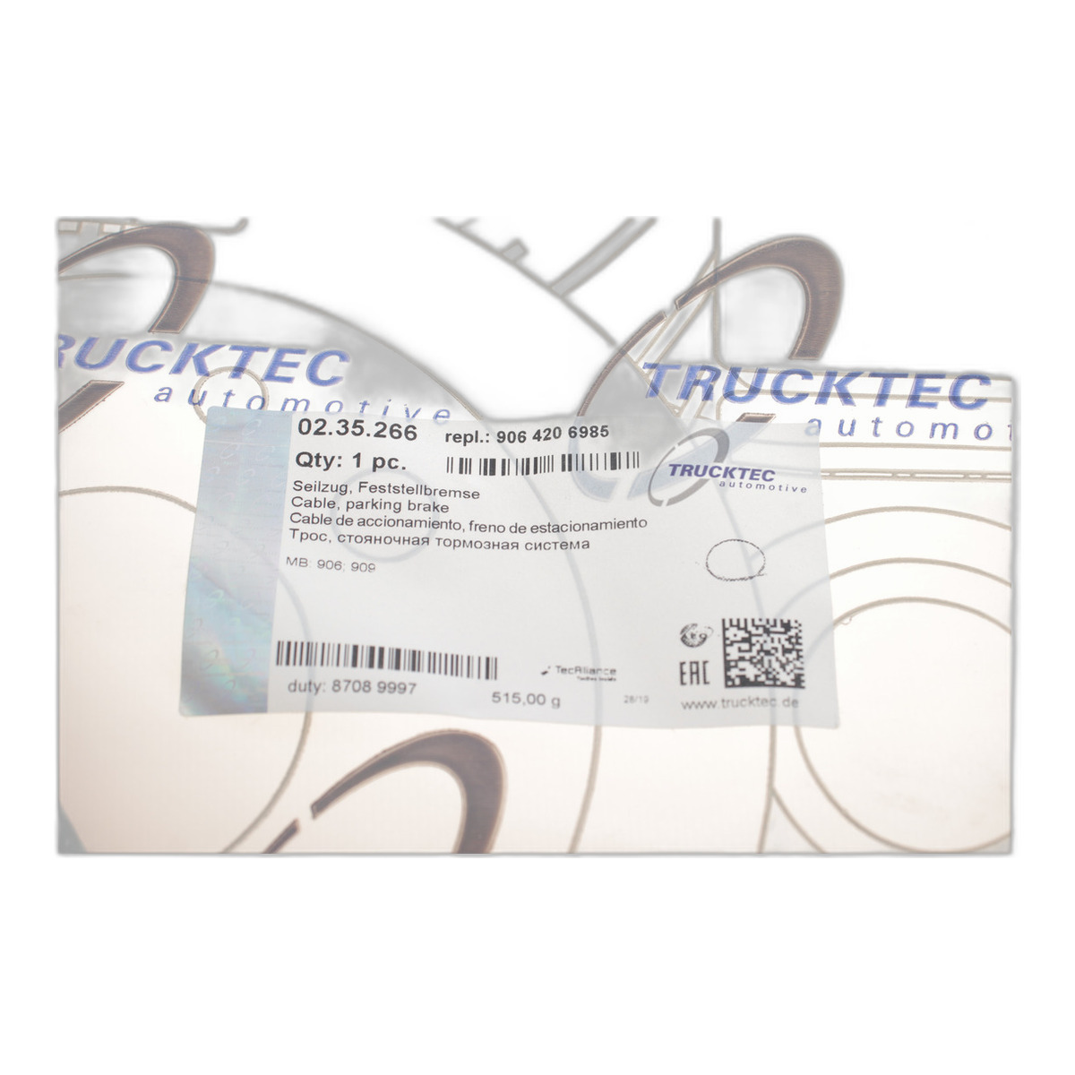 Трос ручника (задній) MB Sprinter 209-519 CDI 06- (1706/1447mm) TRUCKTEC Automotive фото 2