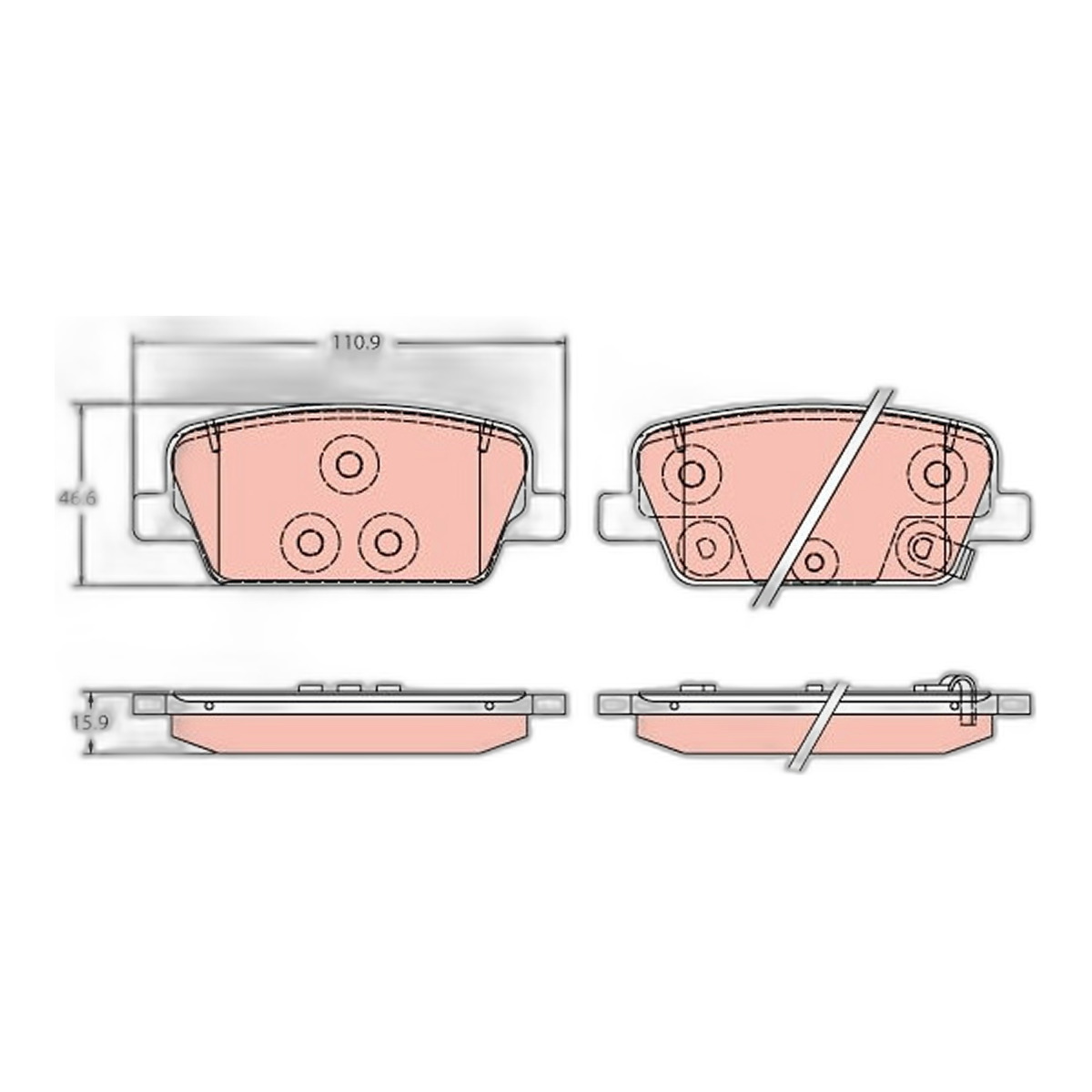 Комплект гальмівних колодок задн , HYUNDAI SANTA FE IV 2.0D-3.5 07.18-11.20
