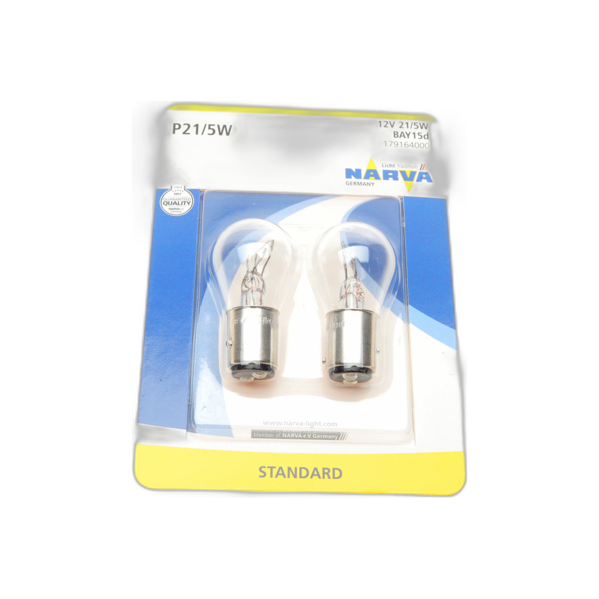 Автолампа P21/5W 12V 21/5W BAY15d Standard (блістер/к-кт 2 шт.) Narva