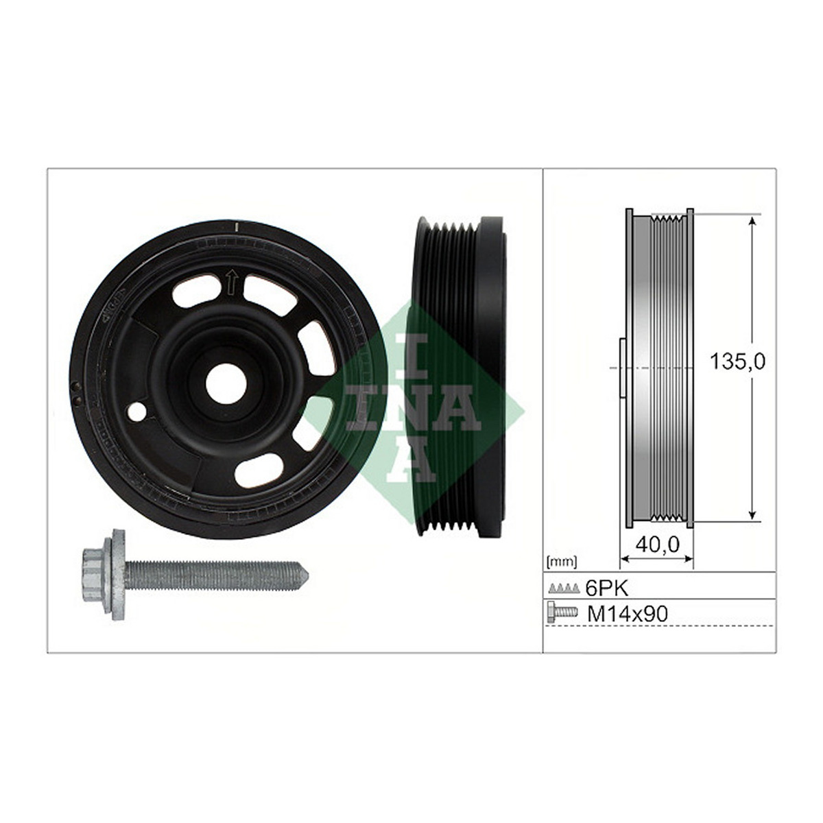 Шків колінвалу Audi A1/A3/Q2/Skoda Fabia/Kamiq/VW Caddy 1.0 15- (з болтом) Schaeffler INA