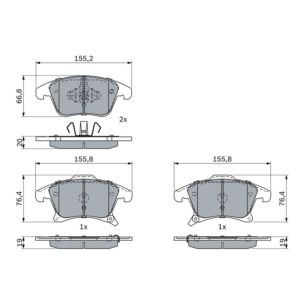 Колодки гальмівні (передні) Ford Galaxy III/S-Max/Mondeo V/Fusion 13-/Ford (США) Fusion 05- Bosch