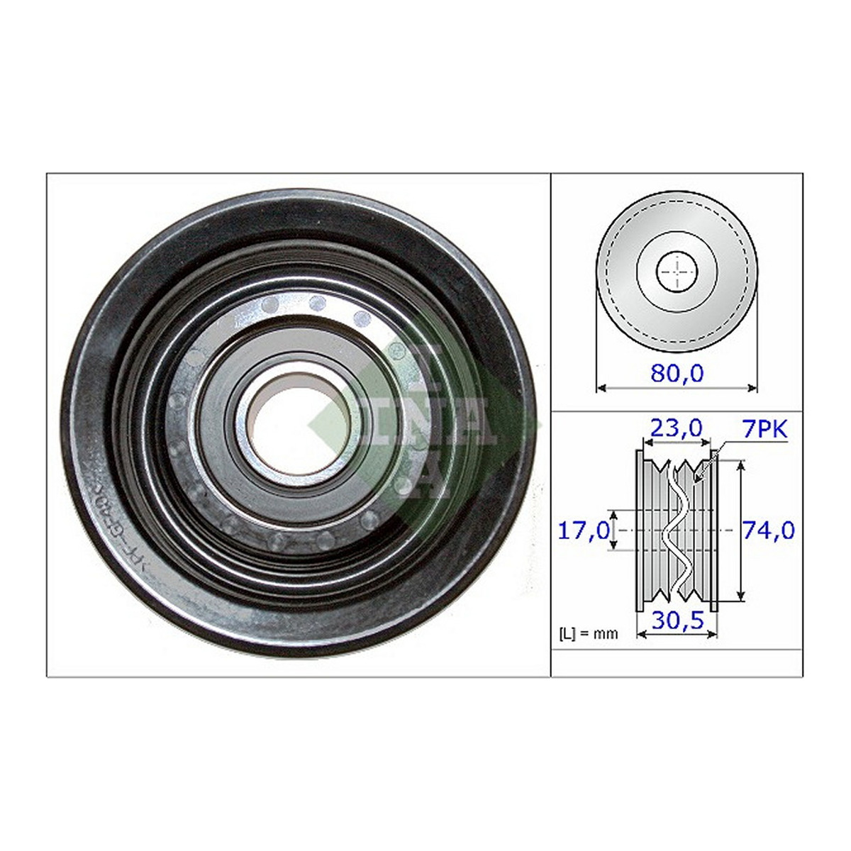 Ролик генератора Honda Accord/Civic 05- (паразитний) (80х30.5) Schaeffler INA
