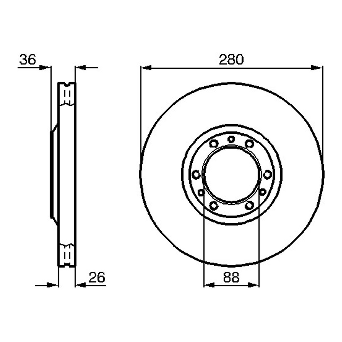 Диск гальмівний (передній) Opel Frontera A/B 91-04 (280x26) Bosch