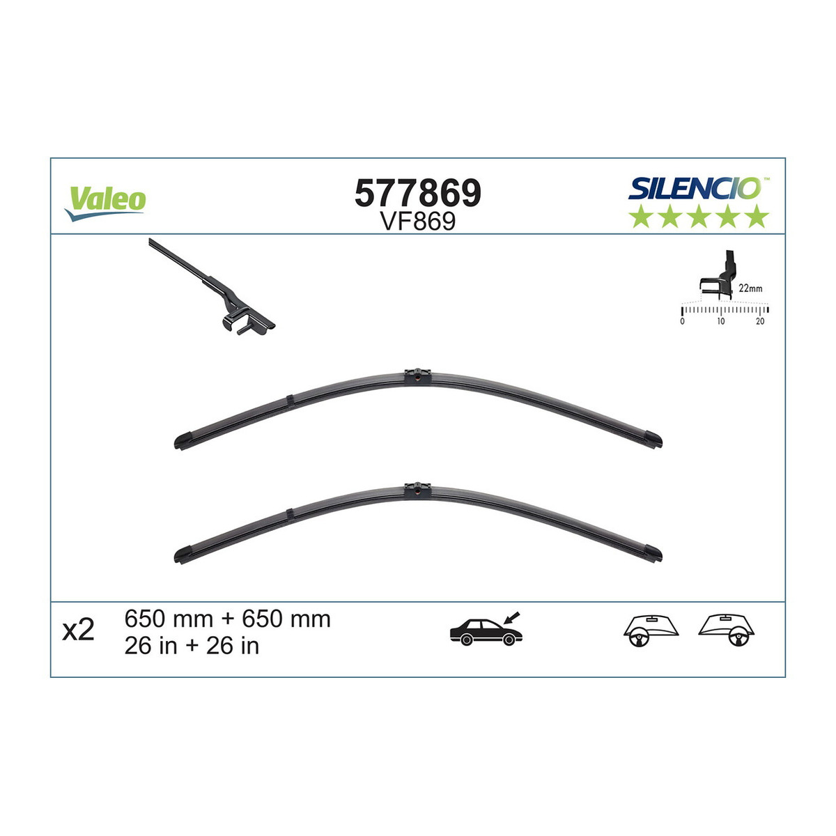 Щітки склоочисника (650/650mm) MB S-class (W220/ W221) 98-13 Valeo