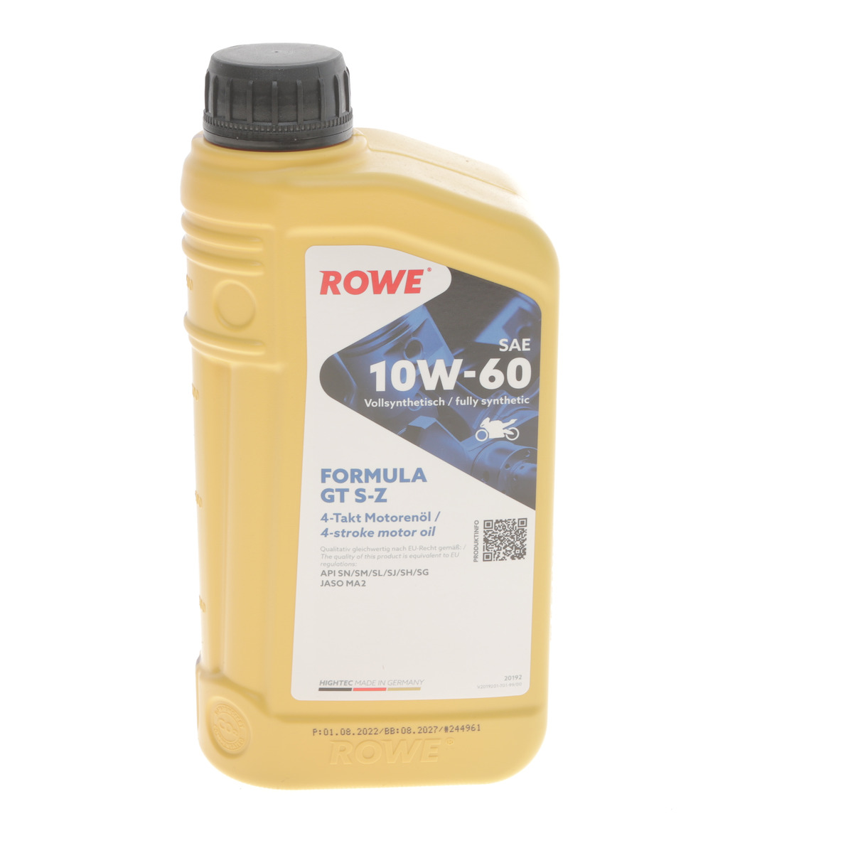 Олива 10W60 HIGHTEC FORMULA GT S-Z 4T (1L) (JASO MA2/API SN/SM/SL/SJ/SH/SG) ROWE