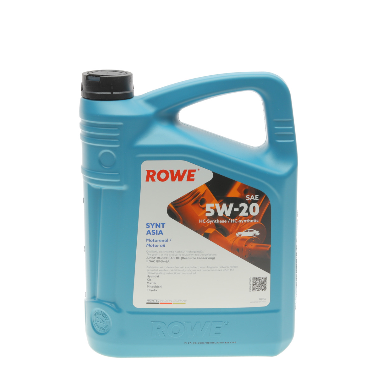Олива 5W20 HIGHTEC SYNT ASIA (4L) (Hyundai/Kia/Mazda/Toyota) (API SP RC/SN PLUS RC) (ILSAC GF-5/-6A) ROWE
