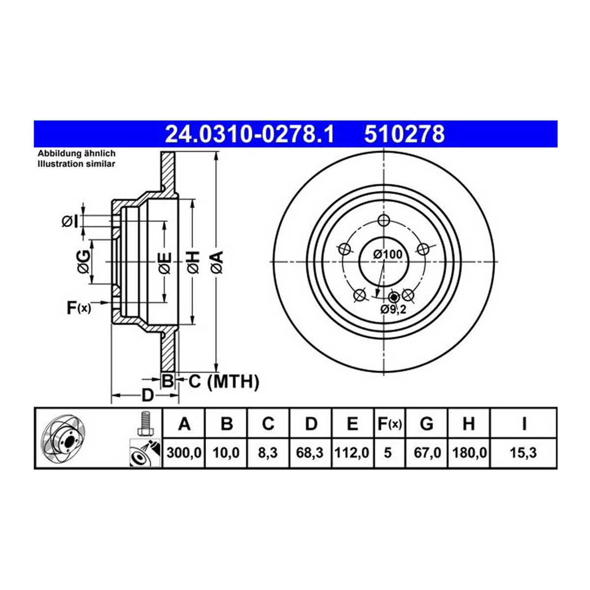 Диск гальмівний (задній) MB E-class (W211/W212/S211/S212) 02- (300x10) PowerDisc ATE