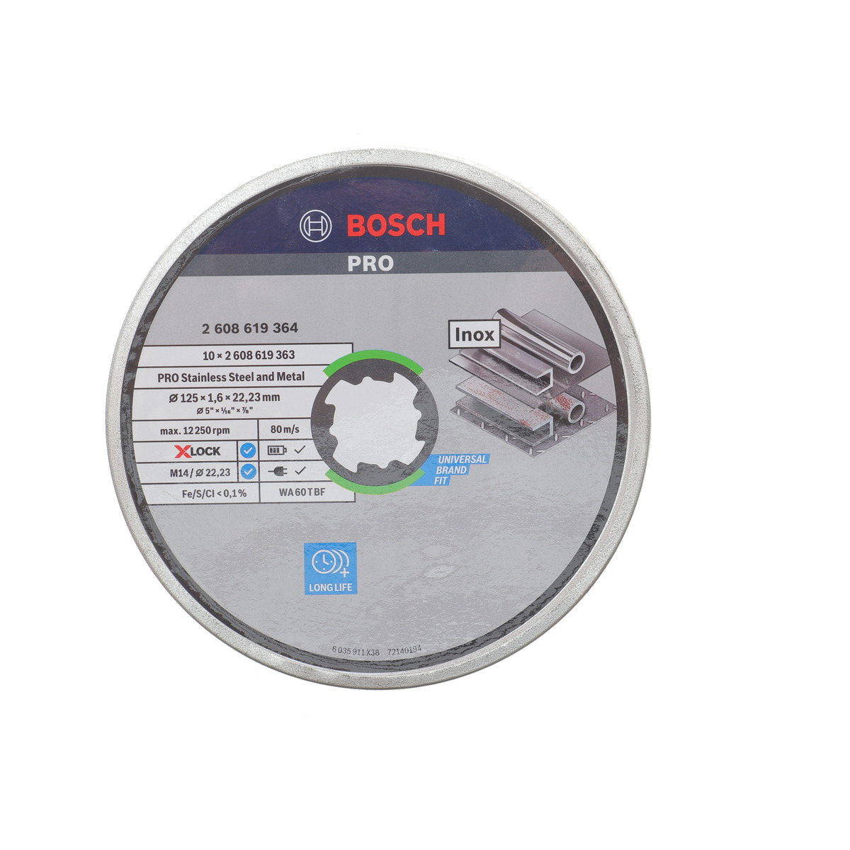(К-кт 10 шт) Круг отрезной 125x1.6x22,23 мм X-Lock (PRO Stainless Steel and Metal)