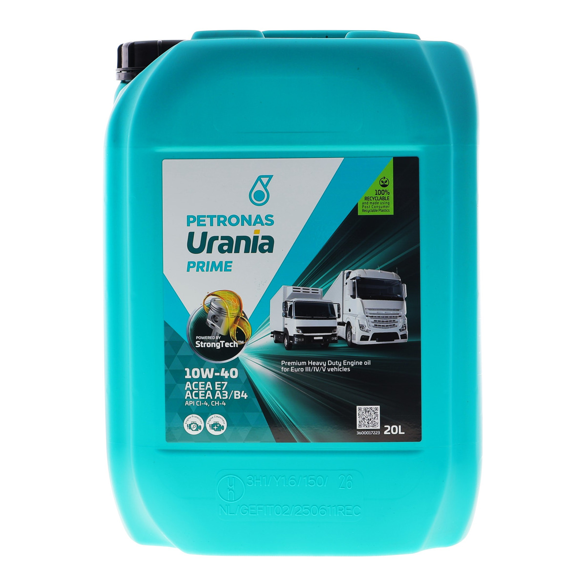 Масло 10W40 URANIA PRIME (20L) (ACEA E7/A3/B4) (MB 228.3/MAN M3275/Renault RLD-2)