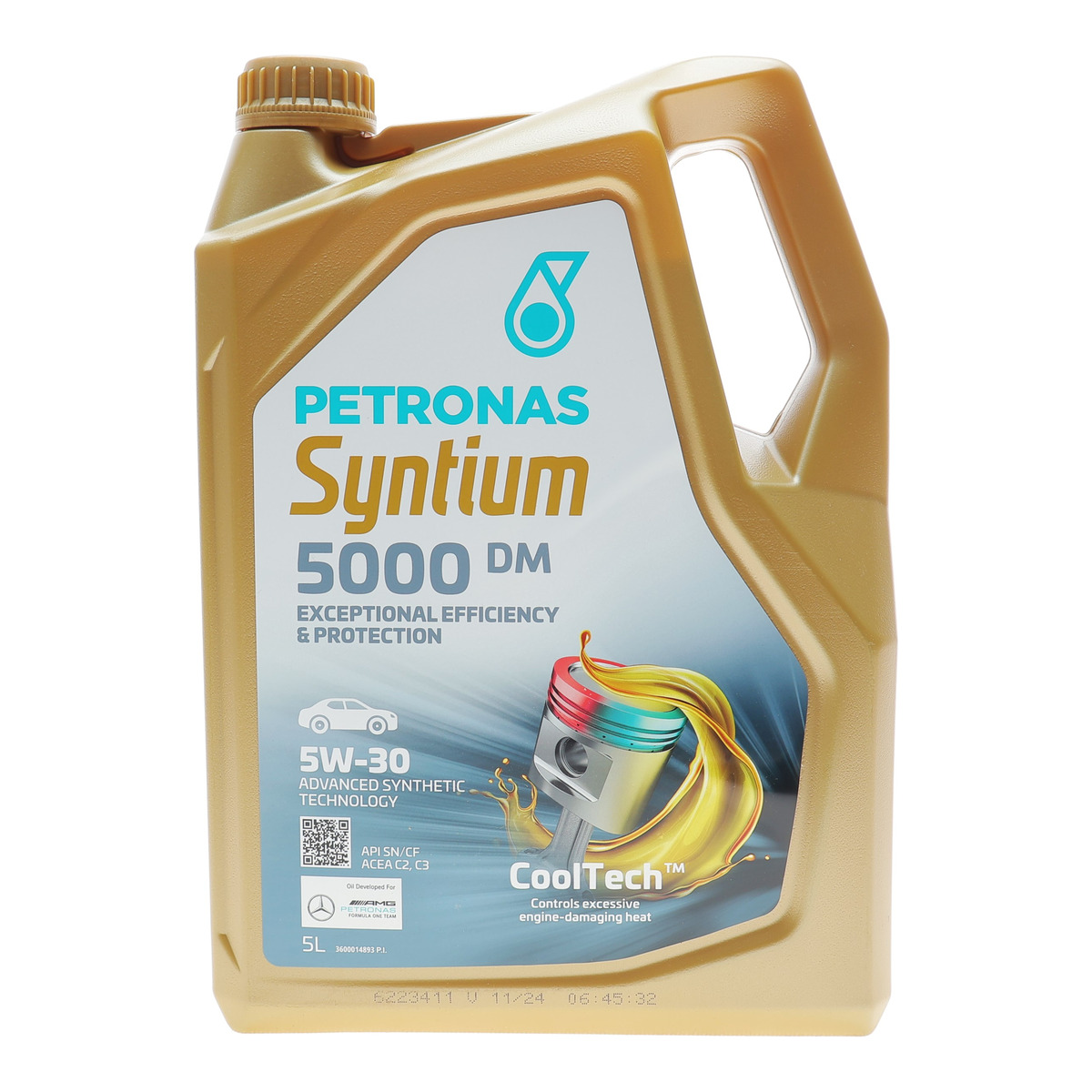 Олива 5W30 SYNTIUM 5000 DM (5L) (MB 229.51/MB 229.52/VW 505.00/505.01/LL-04/RN0700/RN0710) (з-на на 71232M12EU) PETRONAS