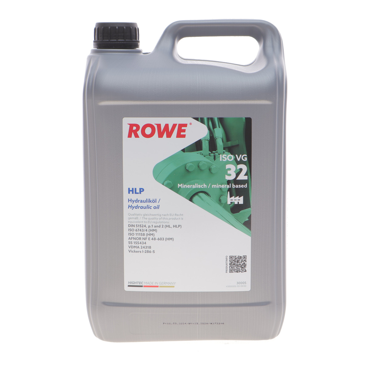 Рідина гідравлічна HIGHTEC HLP 32 (5L) підходить для підйомників ROWE