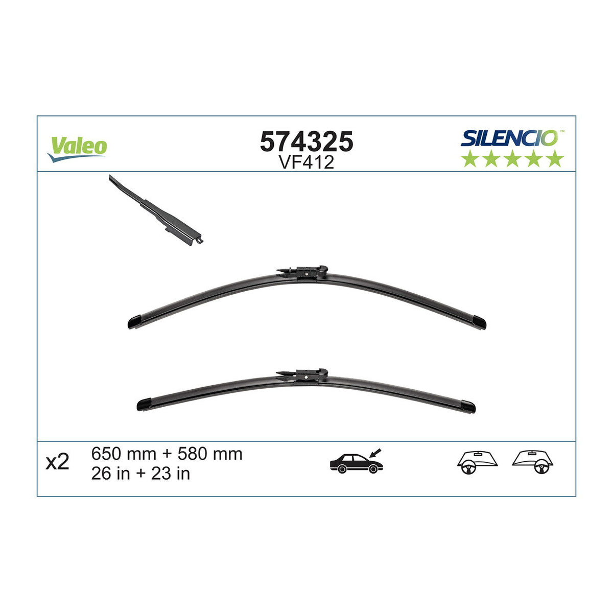 Щітки склоочисника (650/580mm) MB A-class (W169)/B-class (W245)/E-class (W212) 05-12 Valeo