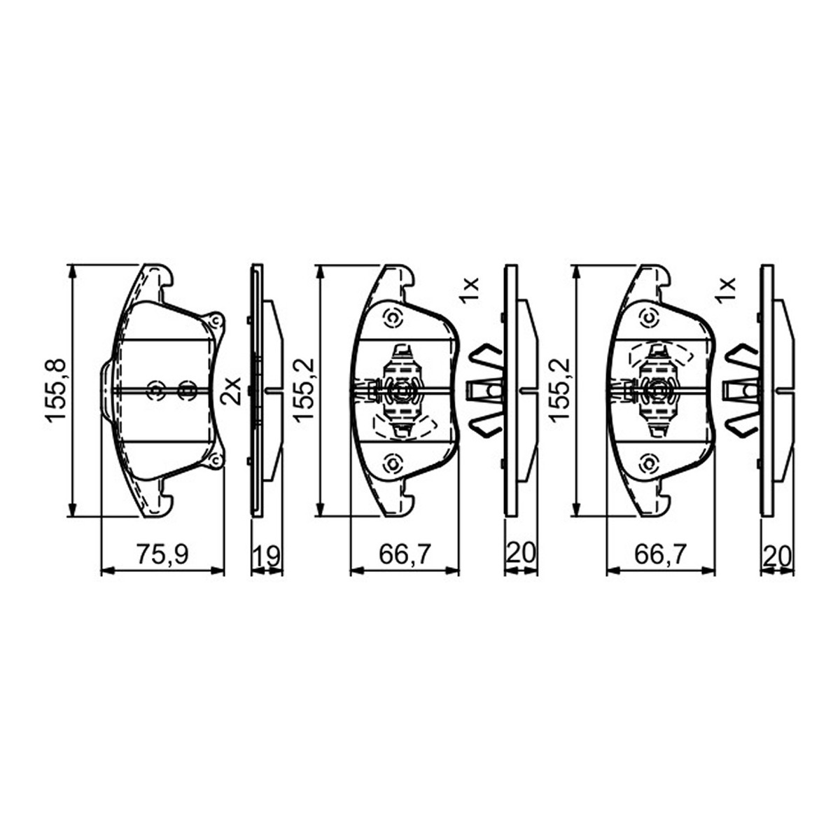 Колодки гальмівні (передні) Ford Galaxy III/S-Max/Mondeo V/Fusion 13-/Ford (США) Fusion 05- Bosch