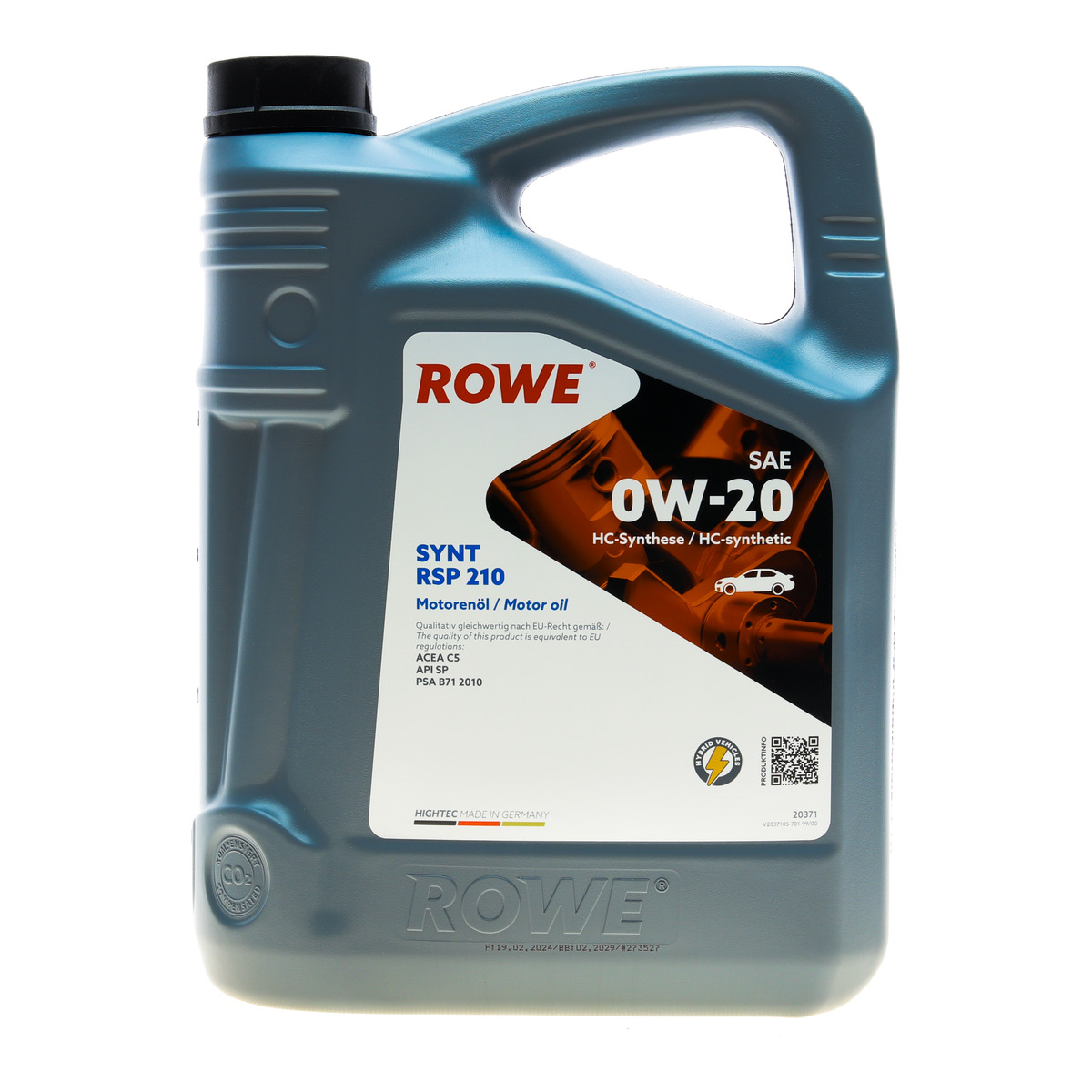 Олива 0W20 HIGHTEC SYNT RSP 210 (5L) (ACEA C5) (API SP) PSA B71 2010 ROWE
