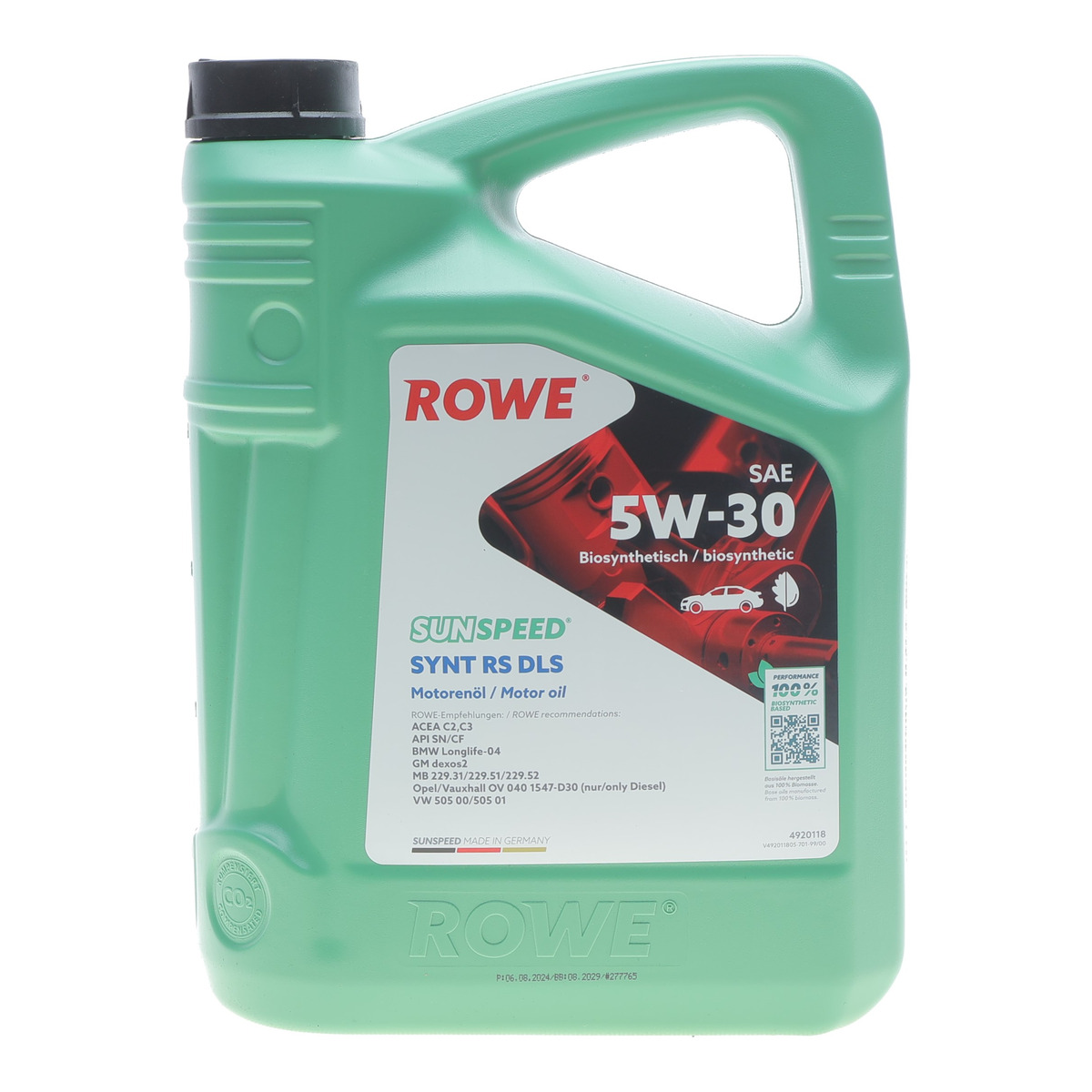 Олива 5W30 SUNSPEED SYNT RS DLS (5L) (MB 229.31/229.51/MB 229.52/BMW LL-04) (ACEA C2,C3/API SN/CF) ROWE