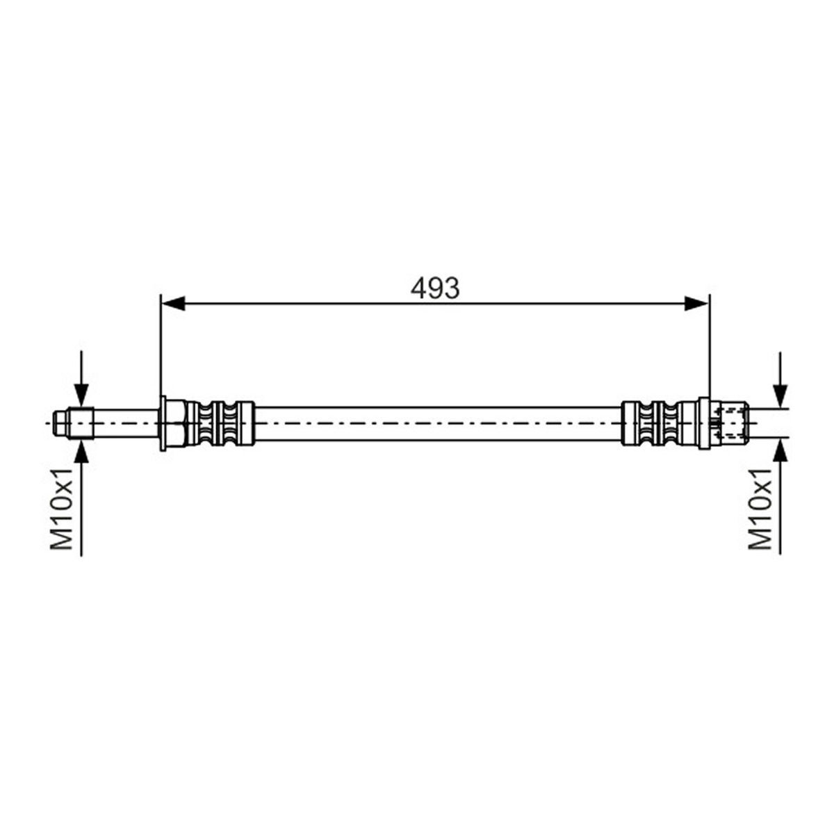 Шланг гальмівний (передній) MB Sprinter 00-06 (493mm) Bosch