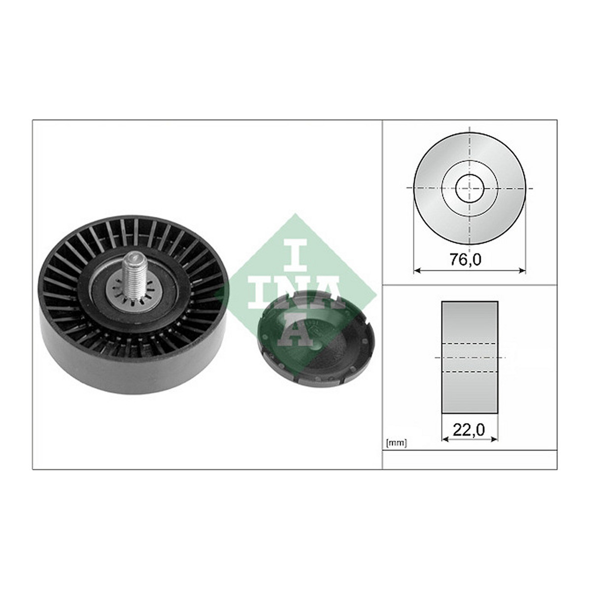 Ролик генератора Kia Carnival 2.9 CRDi 99-06 (паразитний) (76x22) Schaeffler INA