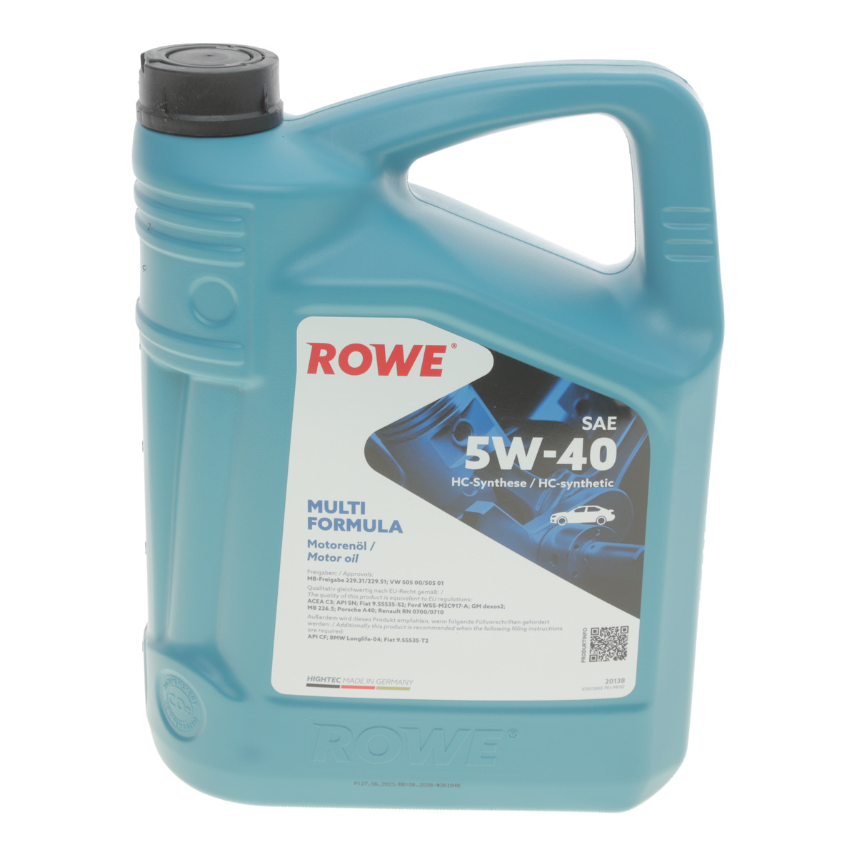 Олива 5W40 HIGHTEC MULTI FORMULA (5L) (MB 229.31/229.51/226.5/VW 505 00/505 01/BMW LL-04) ROWE