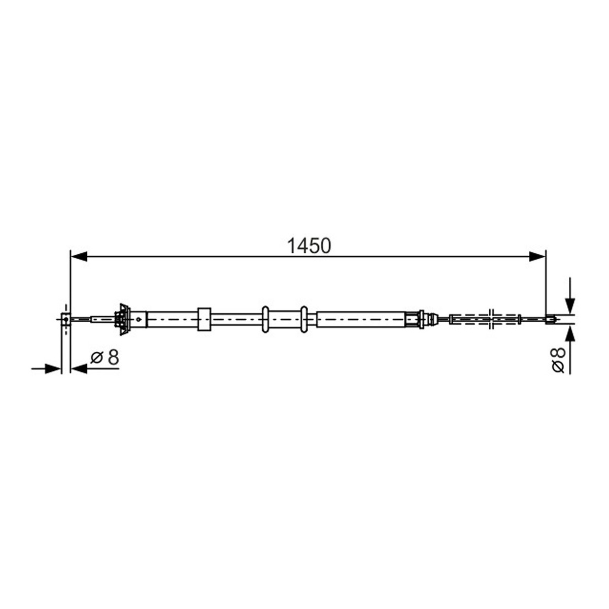 Трос ручника (задній) (R) Fiat Panda/500 03- (1450/1202mm) Bosch
