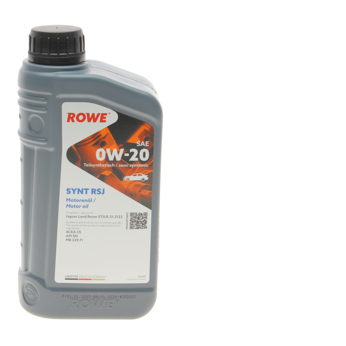 Олива 0W20 HIGHTEC SYNT RSJ (1L) (Jaguar/Land Rover-STJLR.51.5122/MB 229.71) (ACEA C5) (API SN) ROWE