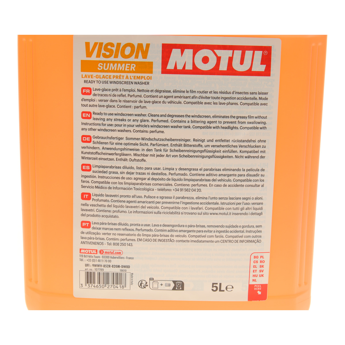 Омивач скла літо (5л) Vision Summer Remover від комах 5л/107789 Motul