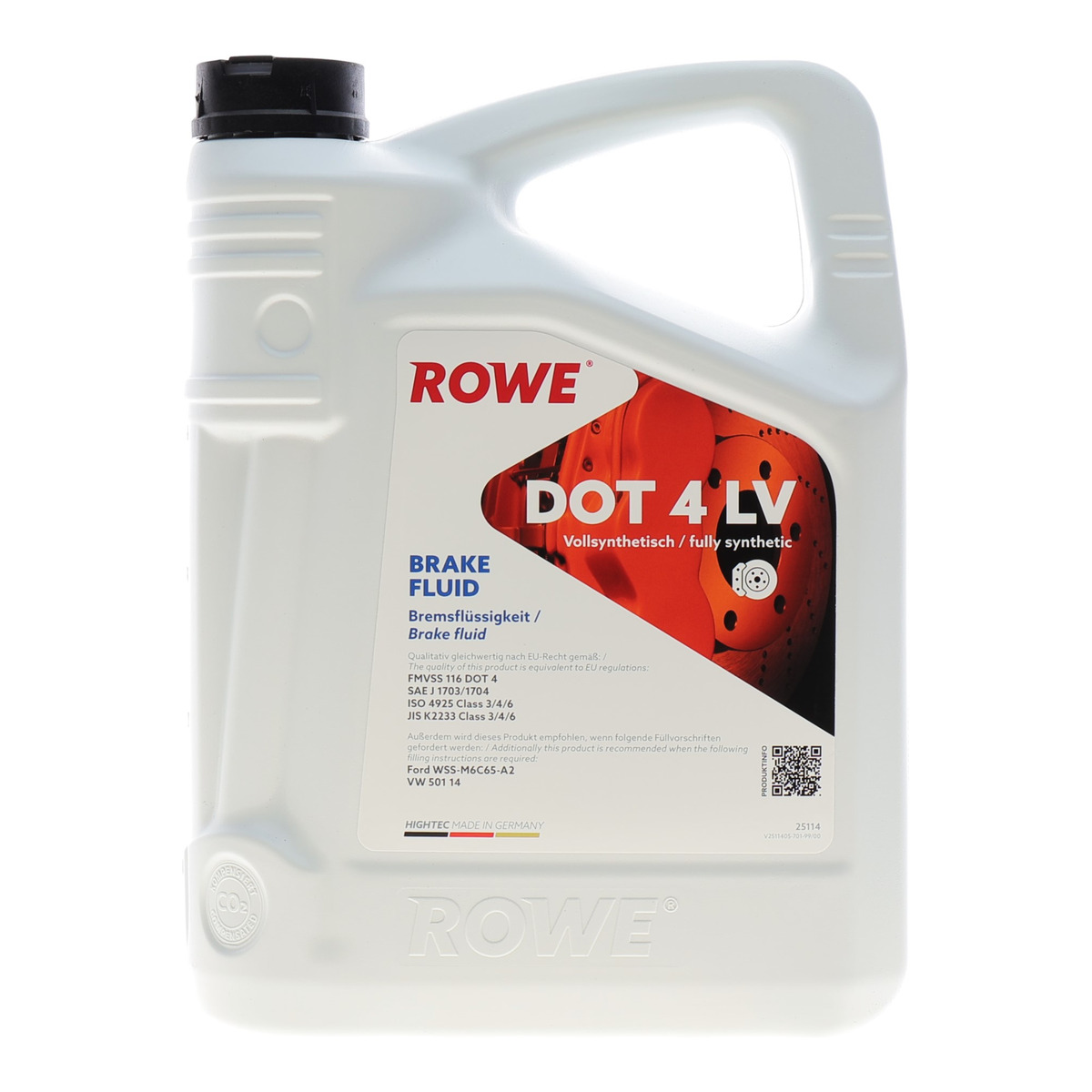 Рідина гальмівна HIGHTEC BRAKE FLUID DOT 4 LV (5L) (ABS/ESP) ROWE